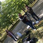 Jeff Samet, Kristie Lyon, and Jesse Paul setting up for the scene and shoot of "Life Decisions" at Tower Grove Park, St. Louis, MO